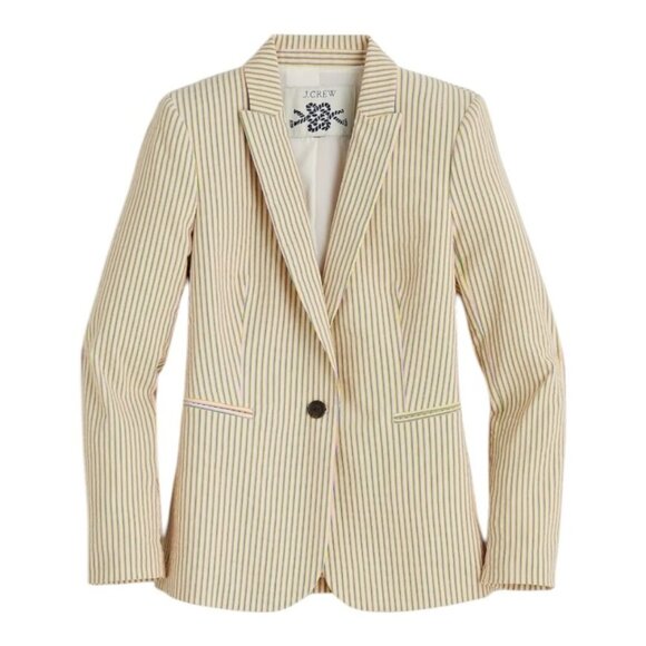 J. Crew Parke Classic Blazer In Seersucker Multicolor Stripe Size 8 - Picture 1 of 13